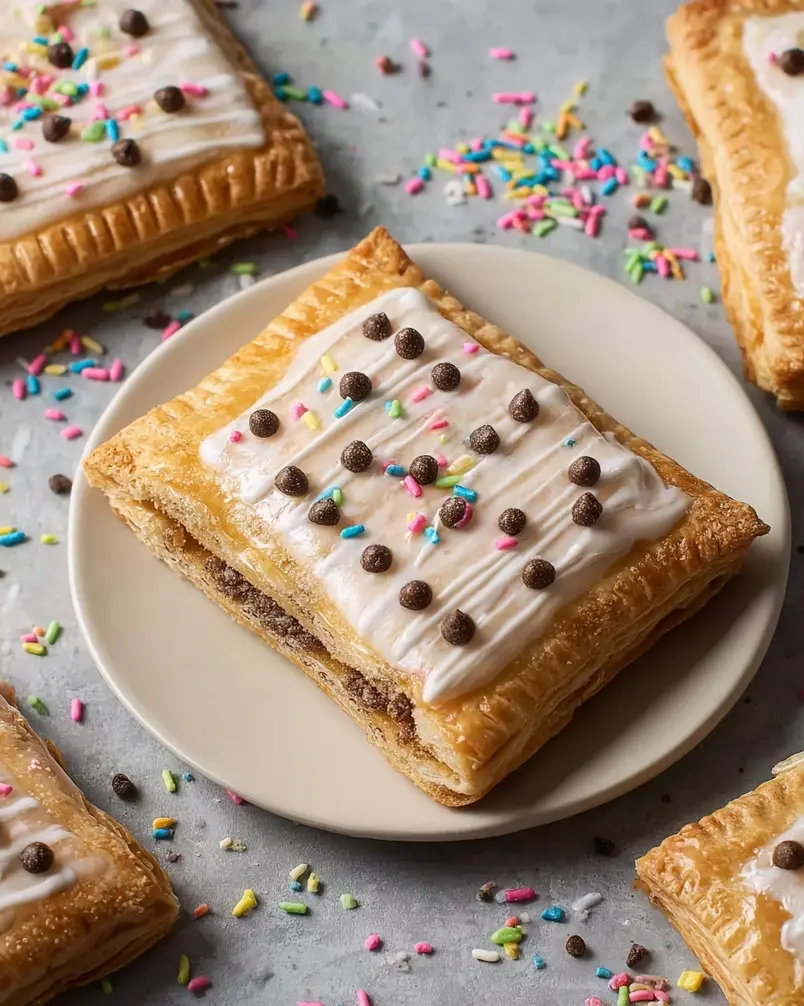 Giant Cookie Dough Pop Tart 3 Giant cookie dough pop tart in the oven baking to a golden brown