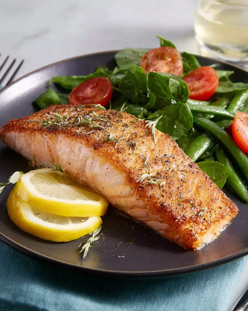 Easy 5-Ingredient Salmon 3 Pan-searing easy 5-ingredient salmon in a skillet