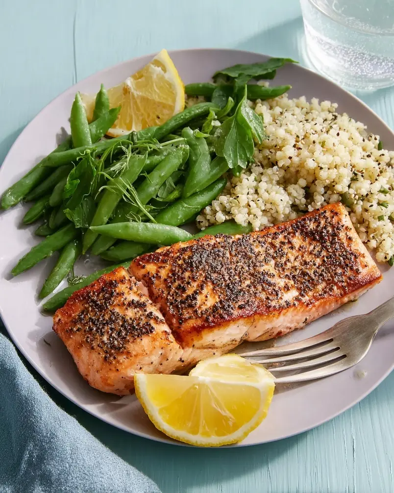 Easy 5-Ingredient Salmon 2 Prep work for easy 5-ingredient salmon: salmon fillets, lemon, herbs, and seasonings