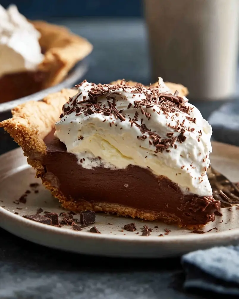 Chocolate Cream Pie 3 Whisking chocolate filling in a saucepan