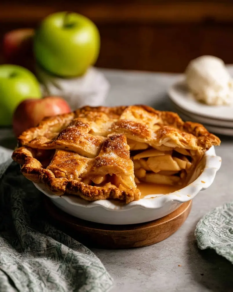 My Perfect Apple Pie 2 Preparing apple slices for pie, dusted with spices