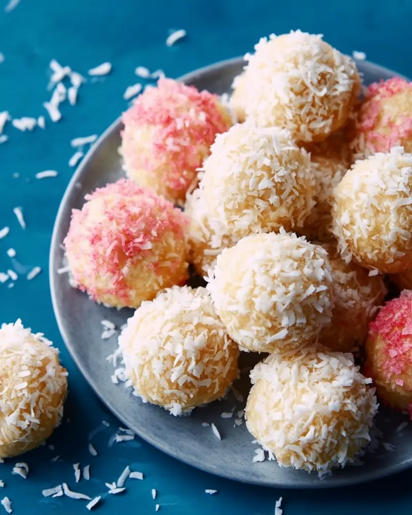 Coconut Cake Snowballs 2 Close-up of Coconut Cake Snowballs ingredients laid out for preparation