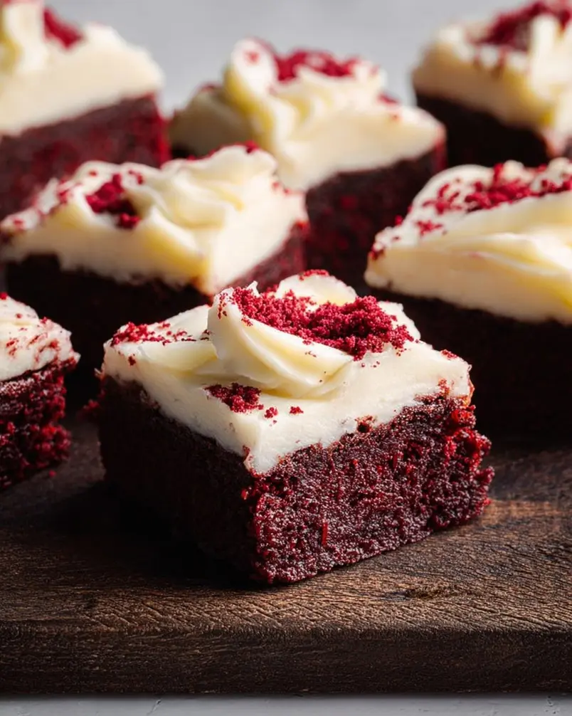 Red Velvet Cookie Bars 2 Red velvet cookie bar batter being poured into a baking pan
