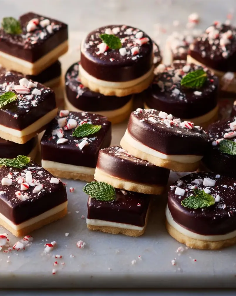 Peppermint Patty Shortbreads 3 Shortbread dough being cut into small squares on a baking sheet