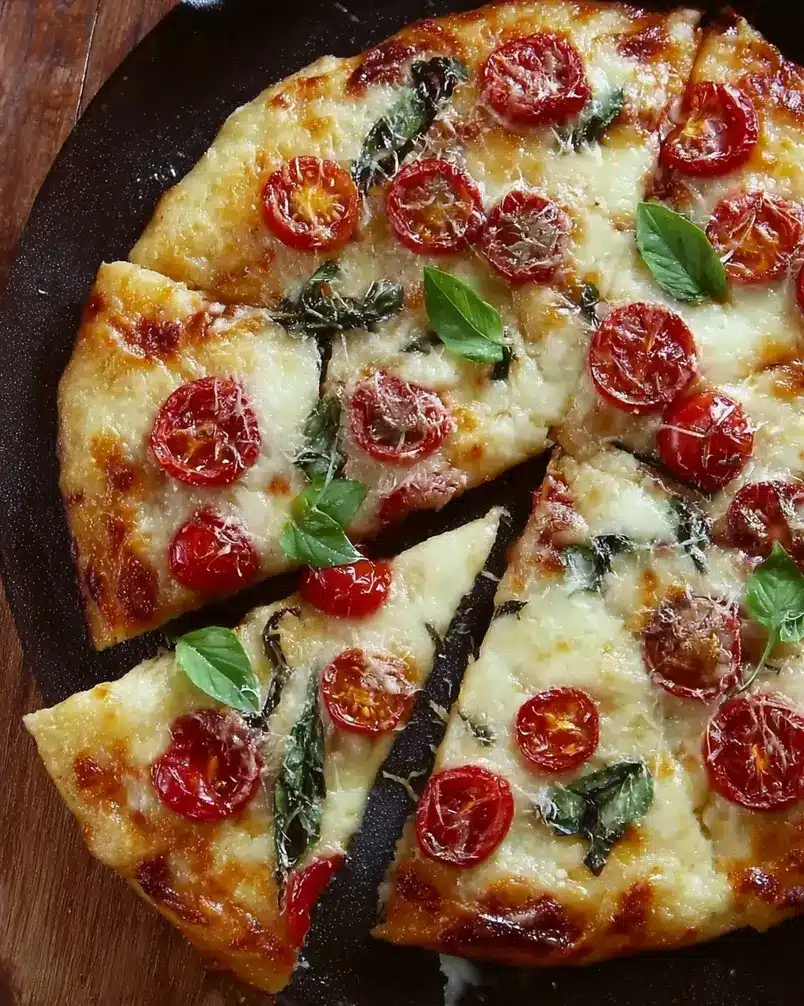Cheesy-Crust Skillet Pizza 2 Ingredients being prepped for cheesy-crust skillet pizza