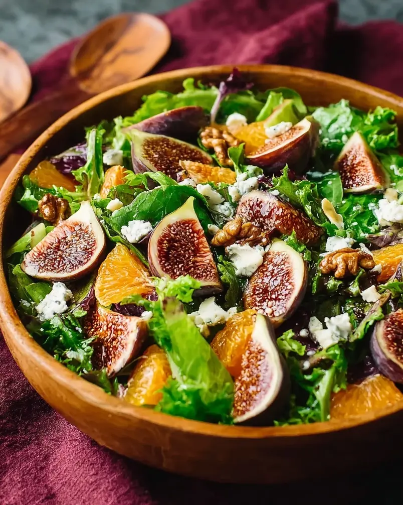 Orange, Fig, and Gorgonzola Salad 3 Close-up of salad dressing being whisked in a bowl