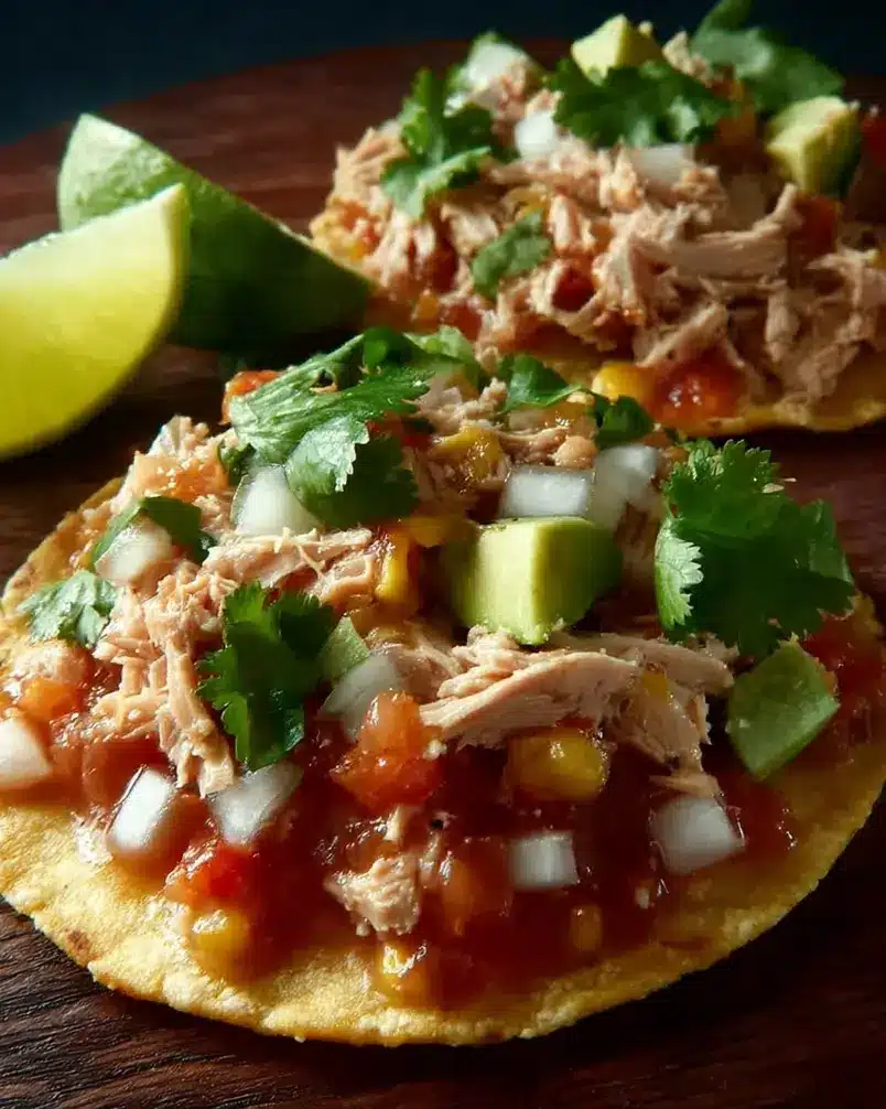 Tuna Tostadas 3 A colourful and vibrant tuna tostada being assembled