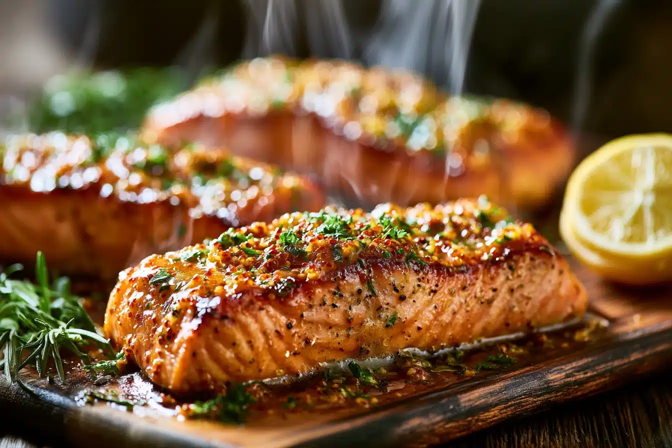 Honey Mustard Glazed Salmon 2 Honey Mustard Glazed Salmon