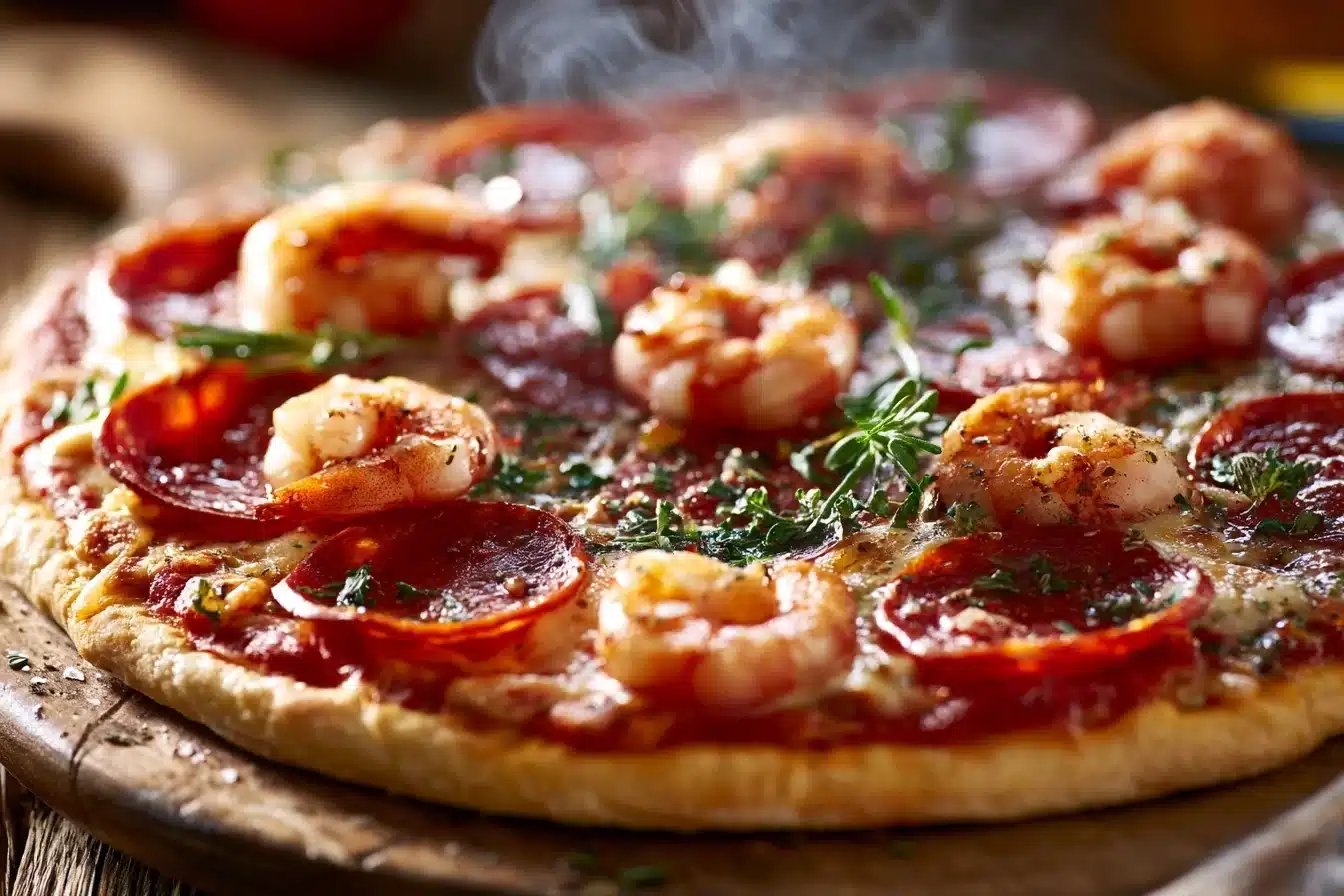 Gourmet Pepperoni and Shrimp Pizza 2 Gourmet Pepperoni and Shrimp Pizza