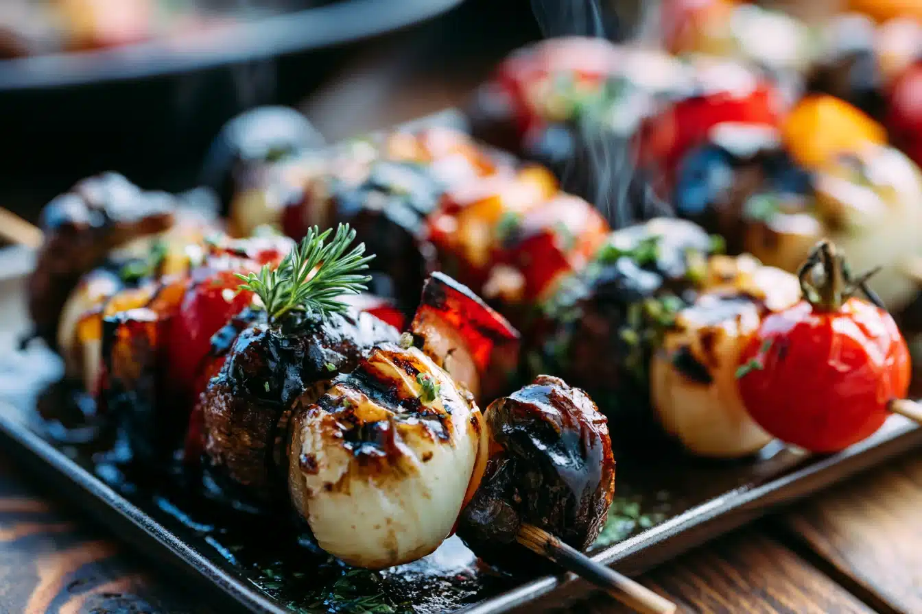 Balsamic Grilled Vegetable Skewers 2 Balsamic Grilled Vegetable Skewers