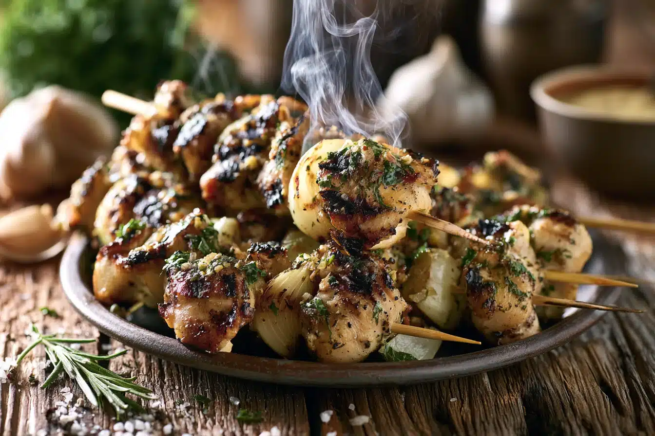 Garlic Herb Grilled Chicken Skewers 2 Garlic Herb Grilled Chicken Skewers