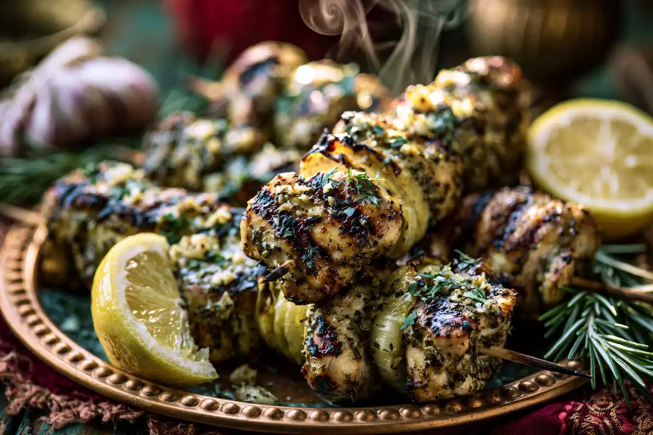 Garlic Herb Grilled Chicken Skewers 3 Garlic Herb Grilled Chicken Skewers