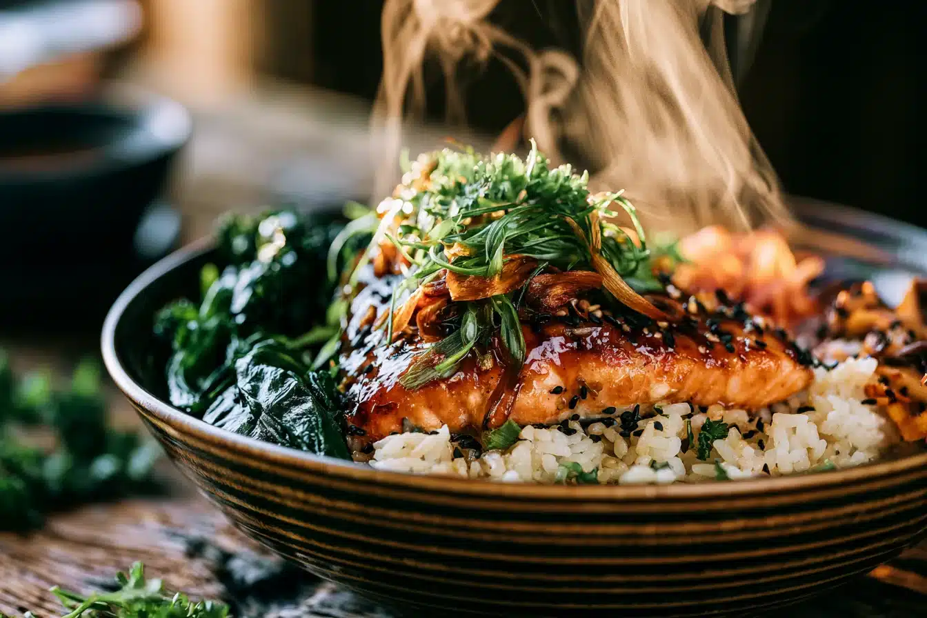 Honey Garlic Salmon Bowls 3 Honey Garlic Salmon Bowls