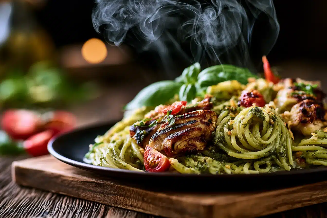 Lemon Basil Pesto Pasta with Grilled Chicken 2 Lemon Basil Pesto Pasta with Grilled Chicken