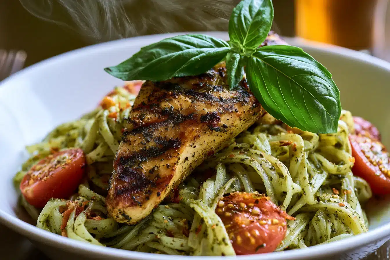 Lemon Basil Pesto Pasta with Grilled Chicken 3 Lemon Basil Pesto Pasta with Grilled Chicken