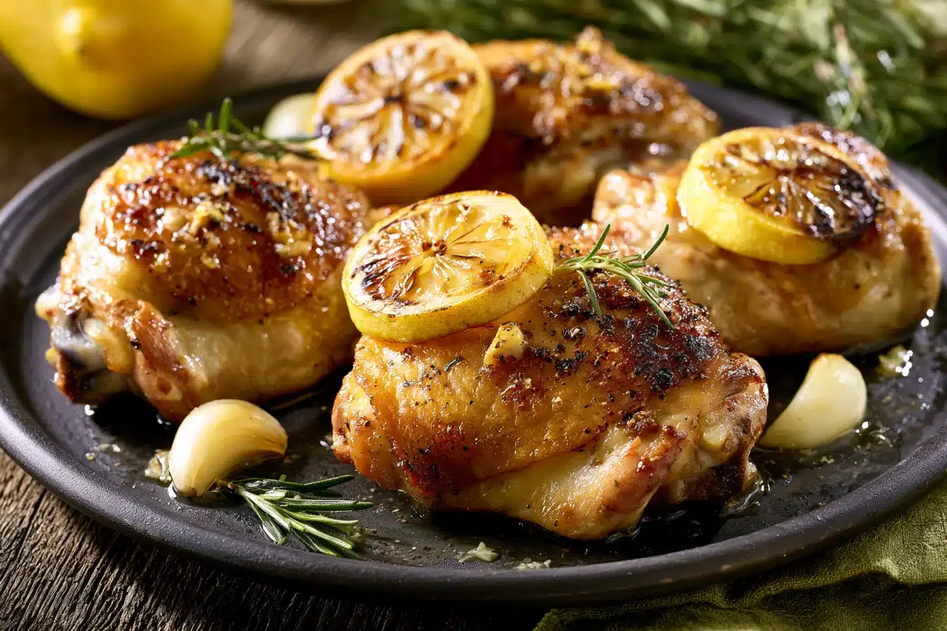 Lemon Garlic Roasted Chicken Thighs 2 Lemon Garlic Roasted Chicken Thighs
