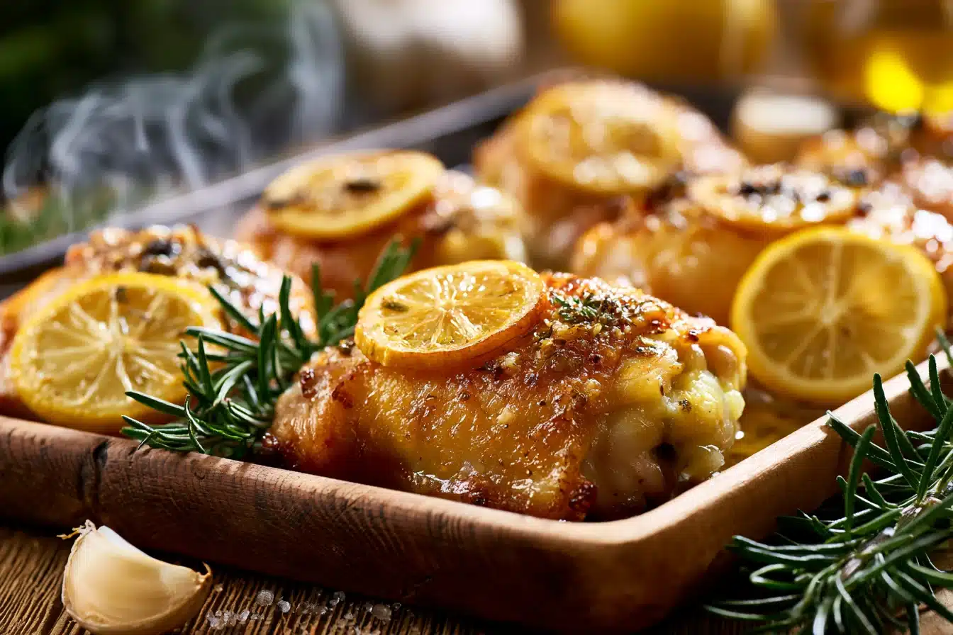 Lemon Garlic Roasted Chicken Thighs 3 Lemon Garlic Roasted Chicken Thighs
