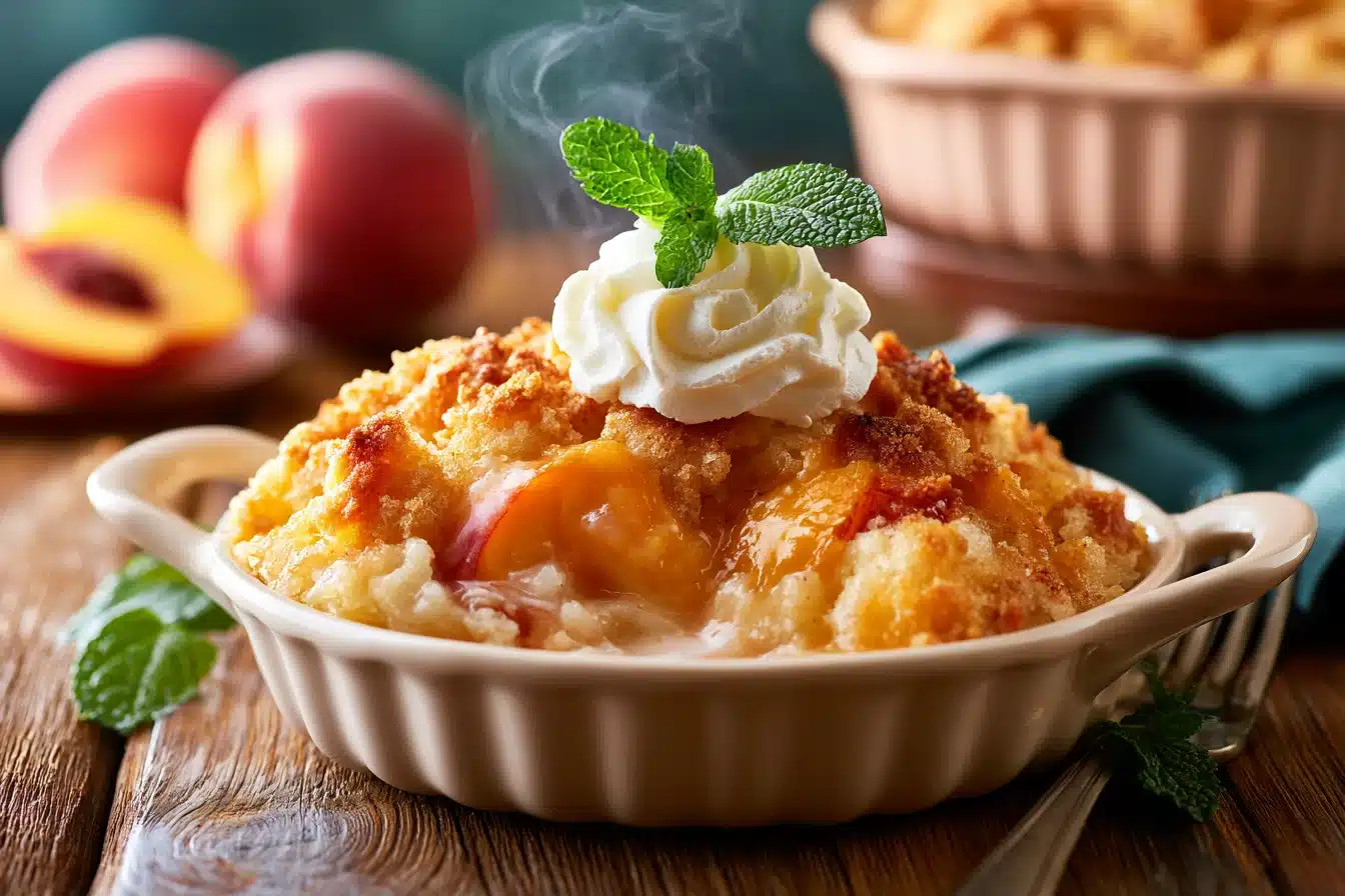 Peach Cobbler Dump Cake 2 Peach Cobbler Dump Cake