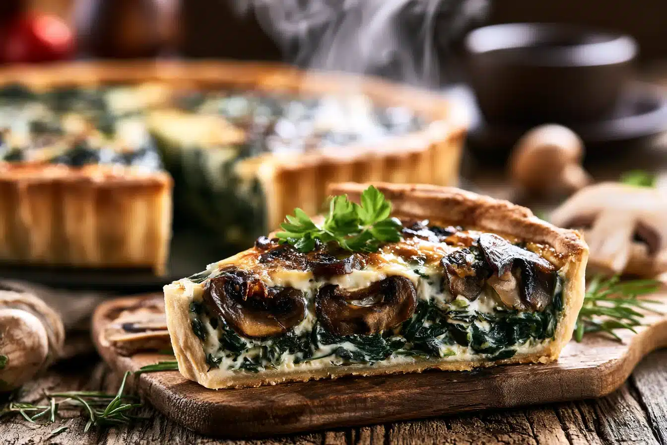 Savory Mushroom and Spinach Quiche 2 Savory Mushroom and Spinach Quiche