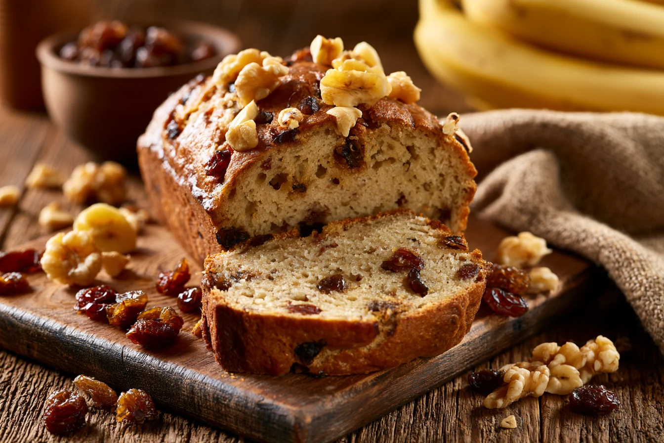 Banana Raisin Bread 3 Mixing wet ingredients for Banana Raisin Bread in a glass bowl