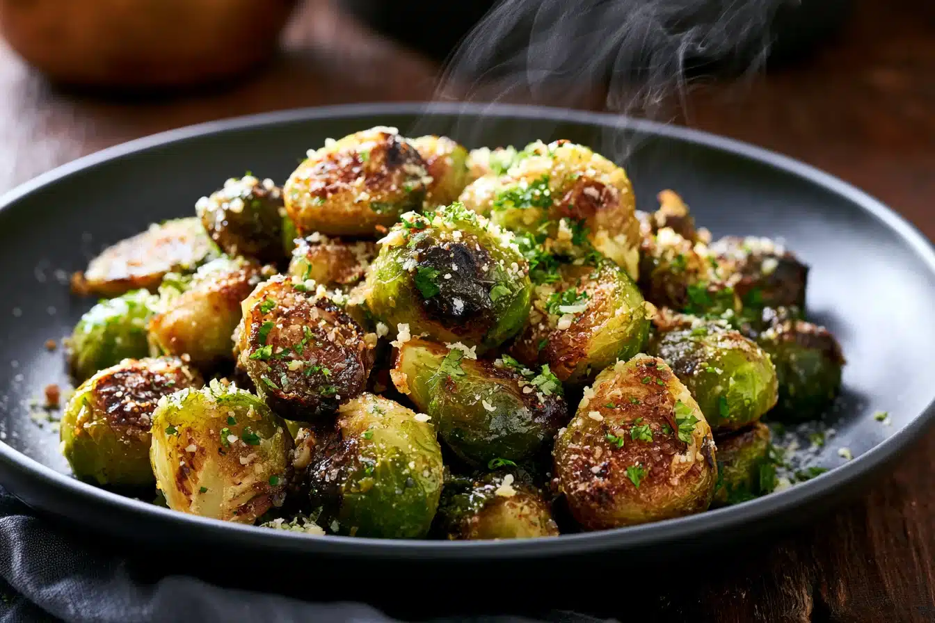 Crispy Parmesan Garlic Brussels Sprouts 2 Crispy Parmesan Garlic Brussels Sprouts