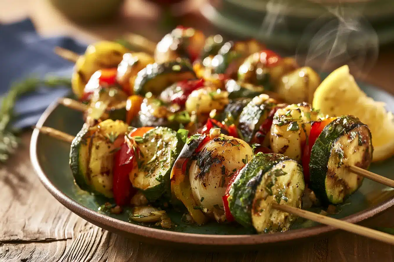 Lemon Herb Grilled Vegetable Skewers 2 Lemon Herb Grilled Vegetable Skewers